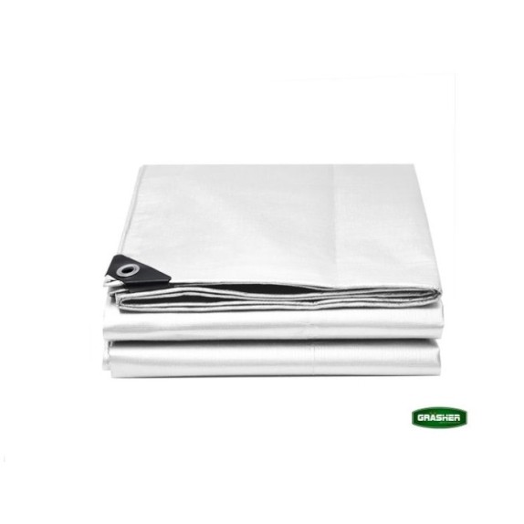 Μουσαμάς - Τέντα 8x12m 120gr/m² GRASHER Με Κρίκους Αδιάβροχος χρώμα λευκό – Αναβαθμίζει άμεσα τον χώρο σου | iroots.gr