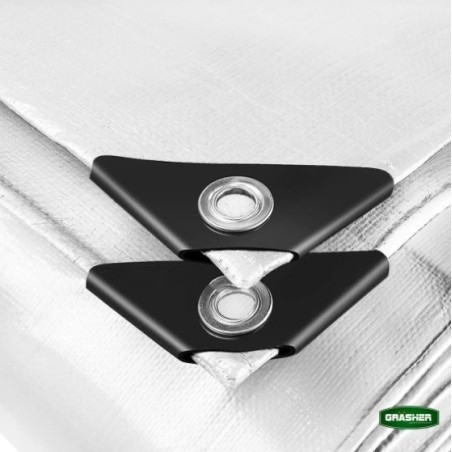 Μουσαμάς Τέντα GRASHER Αδιάβροχος με Κρίκους 120gr/m² Λευκ
