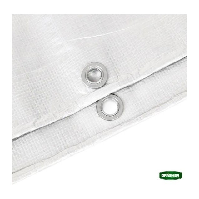 Μουσαμάς Τέντα GRASHER Αδιάβροχος με Κρίκους 120gr/m² Λευκ