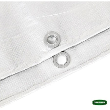 Μουσαμάς Τέντα GRASHER Αδιάβροχος με Κρίκους 120gr/m² Λευκ
