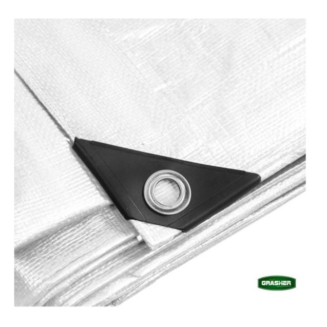 Μουσαμάς Τέντα GRASHER Αδιάβροχος με Κρίκους 120gr/m² Λευκ