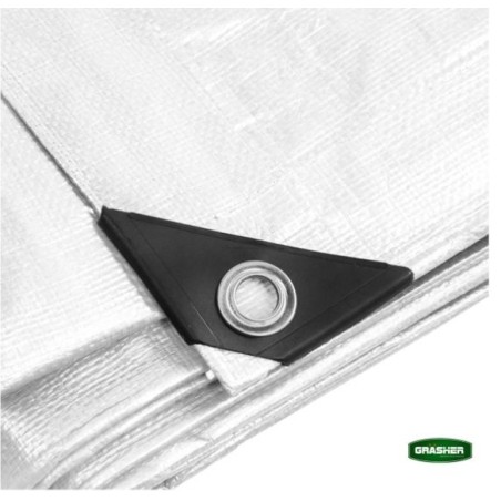 Μουσαμάς Τέντα GRASHER Αδιάβροχος με Κρίκους 120gr/m² Λευκ