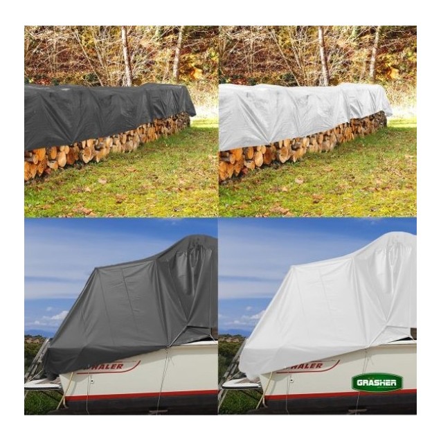 Μουσαμάς - Τέντα 4x6m 120gr/m² GRASHER Με Κρίκους Αδιάβροχος χρώμα μπλε – Ταιριάζει σε κάθε μοντέρνο ή επαγγελματικό χώρο | iroo