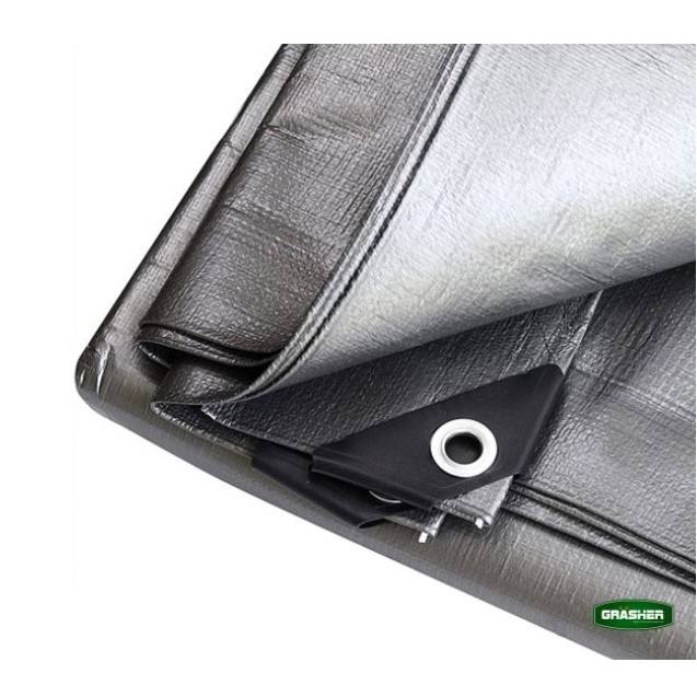 Μουσαμάς - Τέντα 2x3m 120gr/m² GRASHER Με Κρίκους Αδιάβροχος χρώμα γκρι – Αναβαθμίζει άμεσα τον χώρο σου | iroots.gr