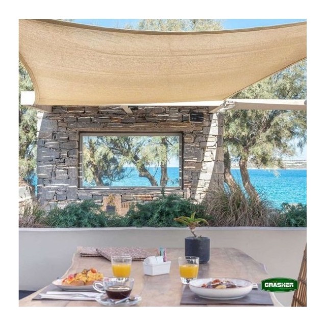 Πανί Σκίασης Τετράγωνο GRASHER 180gr/m² με Κρίκους Μπεζ 5x