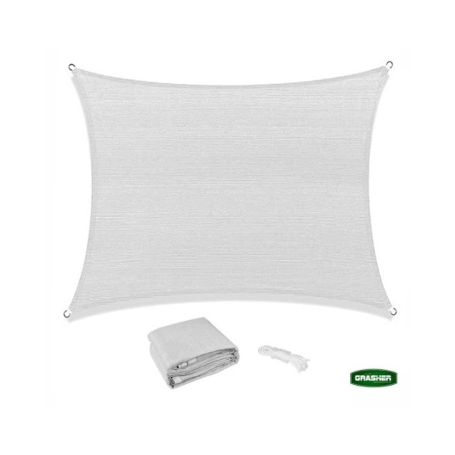 Πανί Σκίασης Τετράγωνο GRASHER 180gr/m² με Κρίκους Γκρι 5x