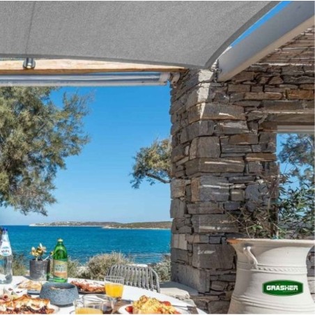 Πανί Σκίασης Τετράγωνο GRASHER 180gr/m² με Κρίκους Γκρι 5x