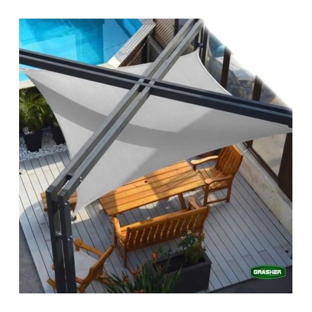 Πανί Σκίασης Τετράγωνο GRASHER 180gr/m² με Κρίκους Γκρι 3x