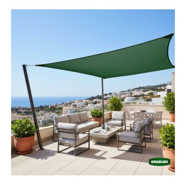 Πανί Σκίασης Τετράγωνο Ε220 180gr/m² 3x4m GRASHER Mε Κρίκους, πράσινο – Ταιριάζει σε κάθε μοντέρνο ή επαγγελματικό χώρο | iroots