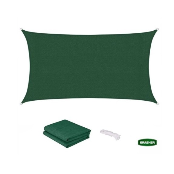 Πανί Σκίασης Τετράγωνο Ε220 180gr/m² 3x4m GRASHER Mε Κρίκους, πράσινο – Ταιριάζει σε κάθε μοντέρνο ή επαγγελματικό χώρο | iroots