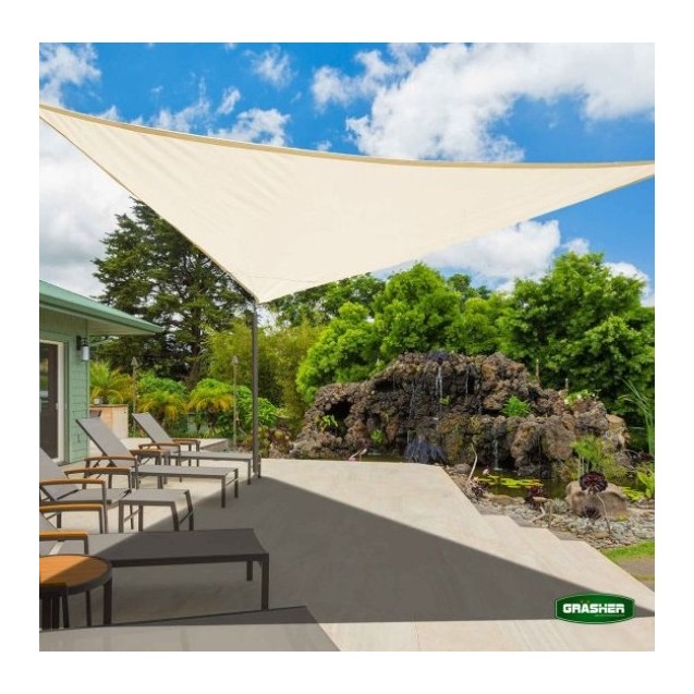 Πανί Σκίασης Τρίγωνο Ε220 180gr/m² 3,6x3,6x3,6m GRASHER Mε Κρίκους, εκρού – Αναβαθμίζει άμεσα τον χώρο σου | iroots.gr