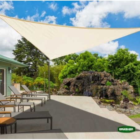 Πανί Σκίασης Τρίγωνο Ε220 180gr/m² 3,6x3,6x3,6m GRASHER Mε Κρίκους, εκρού – Αναβαθμίζει άμεσα τον χώρο σου | iroots.gr