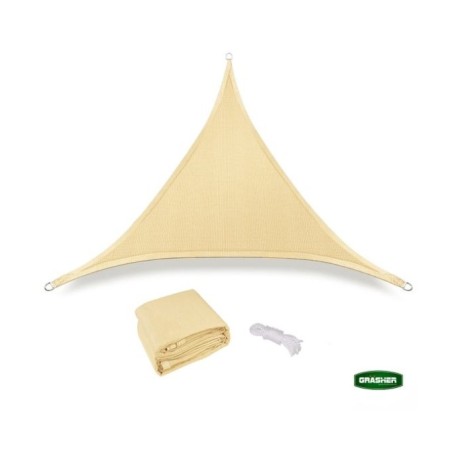 Πανί Σκίασης Τρίγωνο Ε220 180gr/m² 3,6x3,6x3,6m GRASHER Mε Κρίκους, μπεζ – Δίνει premium χαρακτήρα στο περιβάλλον | iroots.gr