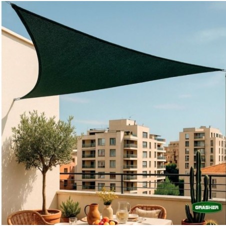 Πανί Σκίασης Τρίγωνο Ε220 180gr/m² 3,6x3,6x3,6m GRASHER Mε Κρίκους, πράσινο – Δίνει premium χαρακτήρα στο περιβάλλον | iroots.gr