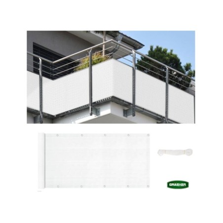 Διαχωριστικό Δίχτυ Μπαλκονιού 160gr/m² - 0,75x6m GRASHER Με Κρίκους, λευκό – Προσφέρει μοναδική αισθητική | iroots.gr
