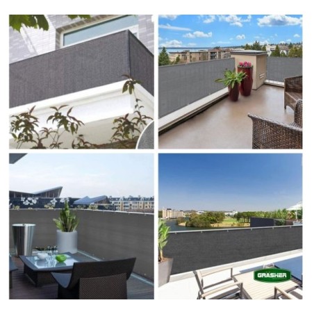 Διαχωριστικό Δίχτυ Μπαλκονιού 160gr/m² - 0,75x6m GRASHER Με Κρίκους, γκρι – Προσφέρει μοναδική αισθητική | iroots.gr