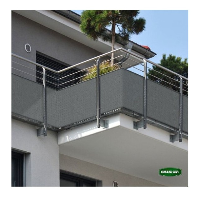 Διαχωριστικό Δίχτυ Μπαλκονιού 160gr/m² - 0,75x6m GRASHER Με Κρίκους, γκρι – Προσφέρει μοναδική αισθητική | iroots.gr