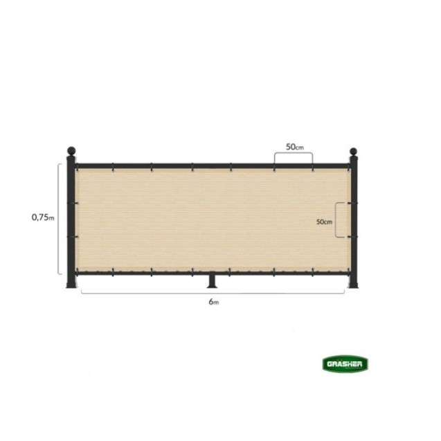 Διαχωριστικό Δίχτυ Μπαλκονιού GRASHER 160gr/m² με Κρίκους