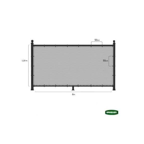 Διαχωριστικό Δίχτυ Μπαλκονιού 160gr/m² - 1,20x6m GRASHER Με Κρίκους, γκρι – Αναβαθμίζει άμεσα τον χώρο σου | iroots.gr