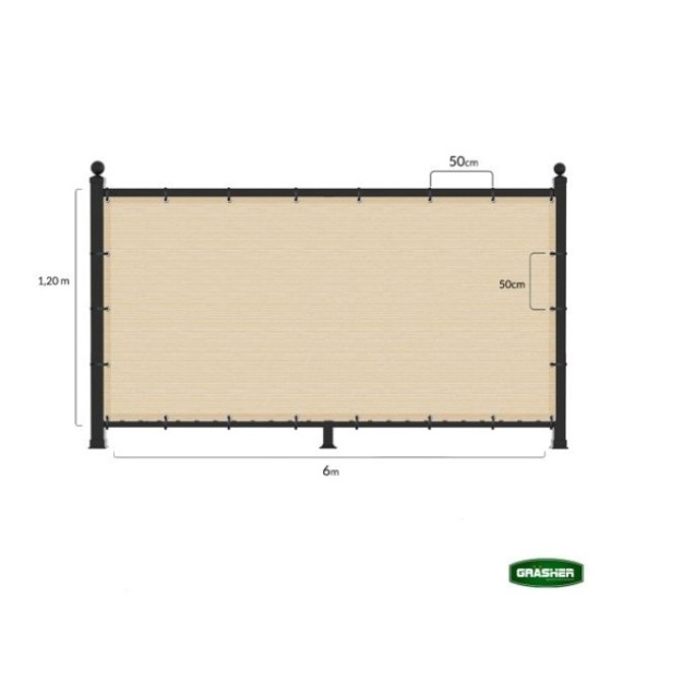 Διαχωριστικό Δίχτυ Μπαλκονιού GRASHER 160gr/m² με Κρίκους
