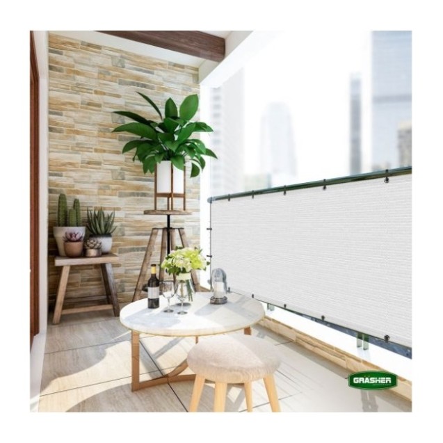 Διαχωριστικό Δίχτυ Μπαλκονιού 160gr/m² - 1,50x6m GRASHER Με Κρίκους, λευκό – Δημιουργεί αίσθηση πολυτέλειας χωρίς κόπο | iroots.