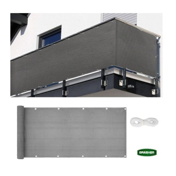 Διαχωριστικό Δίχτυ Μπαλκονιού 160gr/m² - 1,50x6m GRASHER Με Κρίκους, γκρι – Αναβαθμίζει άμεσα τον χώρο σου | iroots.gr