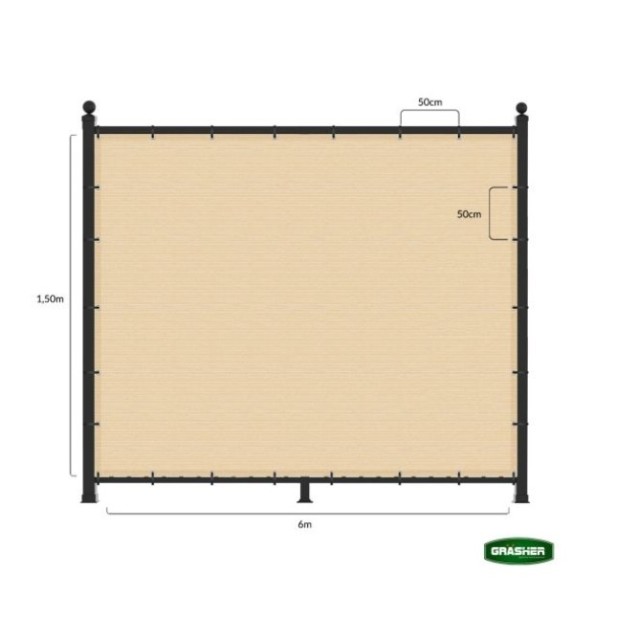 Διαχωριστικό Δίχτυ Μπαλκονιού 160gr/m² - 1,50x6m GRASHER Με Κρίκους, εκρού – Δημιουργεί αίσθηση πολυτέλειας χωρίς κόπο | iroots.