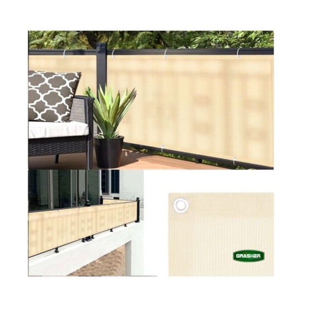 Διαχωριστικό Δίχτυ Μπαλκονιού 160gr/m² - 1,50x6m GRASHER Με Κρίκους, εκρού – Δημιουργεί αίσθηση πολυτέλειας χωρίς κόπο | iroots.