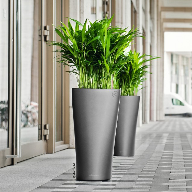 Γλάστρα LECHUZA DELTA 40 Premium Ø40x75cm ΑΥΤΟΠΟΤΙΖΟΜΕΝΗ με Δοχείο Φύτευσης Ανθρακί Μεταλλικό