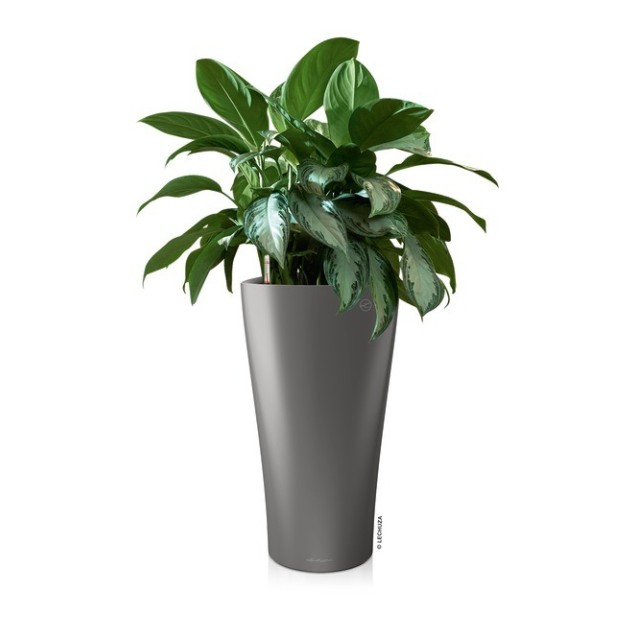 Γλάστρα LECHUZA DELTA 40 Premium Ø40x75cm ΑΥΤΟΠΟΤΙΖΟΜΕΝΗ με Δοχείο Φύτευσης Ανθρακί Μεταλλικό