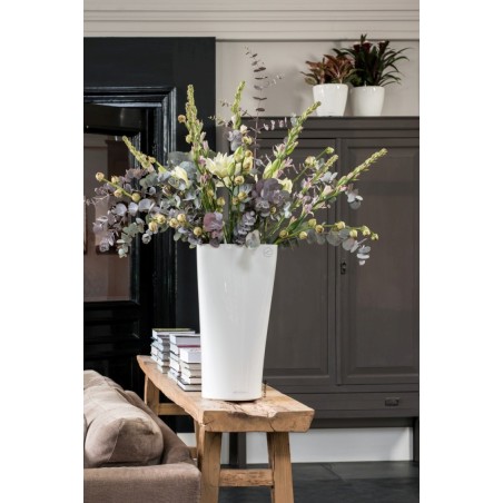 Γλάστρα LECHUZA DELTA 30 Premium Ø30x56cm ΑΥΤΟΠΟΤΙΖΟΜΕΝΗ με Δοχείο Φύτευσης Λευκό Γυαλιστερό