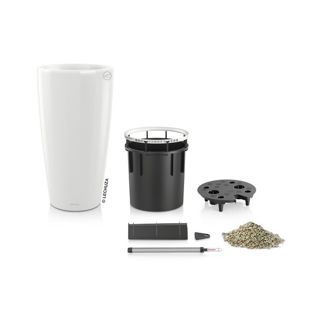 Γλάστρα LECHUZA RONDO 32 Premium Ø32.5x56.5cm ΑΥΤΟΠΟΤΙΖΟΜΕΝΗ με Δοχείο Φύτευσης Λευκή Γυαλιστερή – Αναβαθμίζει άμεσα τον χώρο σο