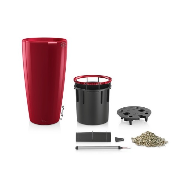 Γλάστρα LECHUZA RONDO 32 Premium Ø32.5x56.5cm ΑΥΤΟΠΟΤΙΖΟΜΕΝΗ με Δοχείο Φύτευσης Κόκκινη Γυαλιστερή – Δημιουργεί αίσθηση πολυτέλε