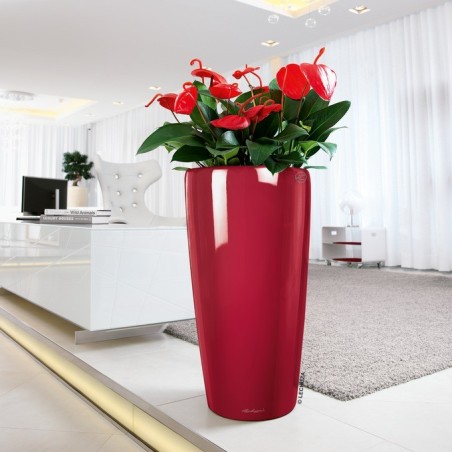 Γλάστρα LECHUZA RONDO 32 Premium Ø32.5x56.5cm ΑΥΤΟΠΟΤΙΖΟΜΕΝΗ με Δοχείο Φύτευσης Κόκκινη Γυαλιστερή – Δημιουργεί αίσθηση πολυτέλε