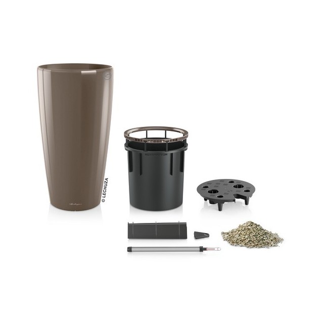 Γλάστρα LECHUZA RONDO 32 Premium Ø32.5x56.5cm ΑΥΤΟΠΟΤΙΖΟΜΕΝΗ με Δοχείο Φύτευσης Μπεζ Γυαλιστερή