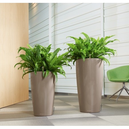 Γλάστρα LECHUZA RONDO 32 Premium Ø32.5x56.5cm ΑΥΤΟΠΟΤΙΖΟΜΕΝΗ με Δοχείο Φύτευσης Μπεζ Γυαλιστερή