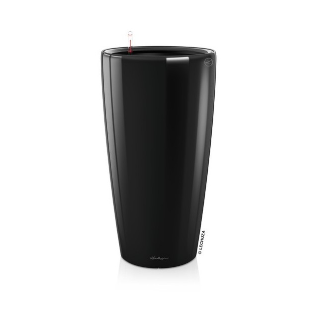 Γλάστρα LECHUZA RONDO 40 Premium Ø40x75cm ΑΥΤΟΠΟΤΙΖΟΜΕΝΗ με Δοχείο Φύτευσης Μαύρη Γυαλιστερή