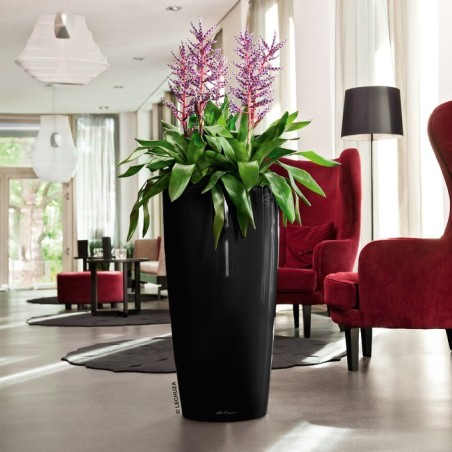 Γλάστρα LECHUZA RONDO 40 Premium Ø40x75cm ΑΥΤΟΠΟΤΙΖΟΜΕΝΗ με Δοχείο Φύτευσης Μαύρη Γυαλιστερή