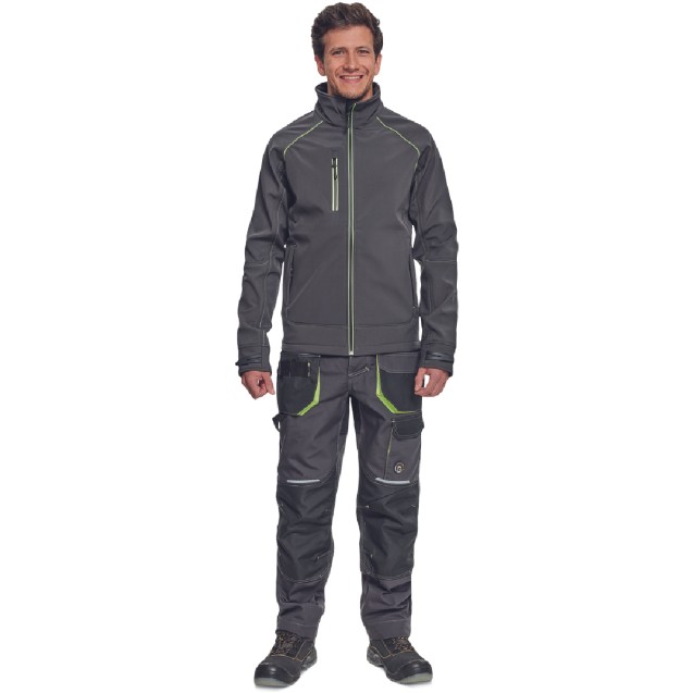ΜΠΟΥΦΑΝ SOFTSHELL ΕΡΓΑΣΙΑΣ ΑΔΙΑΒΡΟΧΟ GREENDALE ΑΝΘΡΑΚΙ/ΛΑΙΜ 94%poly-6%elast, 320 g/m² 3XL