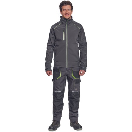 ΜΠΟΥΦΑΝ SOFTSHELL ΕΡΓΑΣΙΑΣ ΑΔΙΑΒΡΟΧΟ GREENDALE ΑΝΘΡΑΚΙ/ΛΑΙΜ 94%poly-6%elast, 320 g/m² 3XL