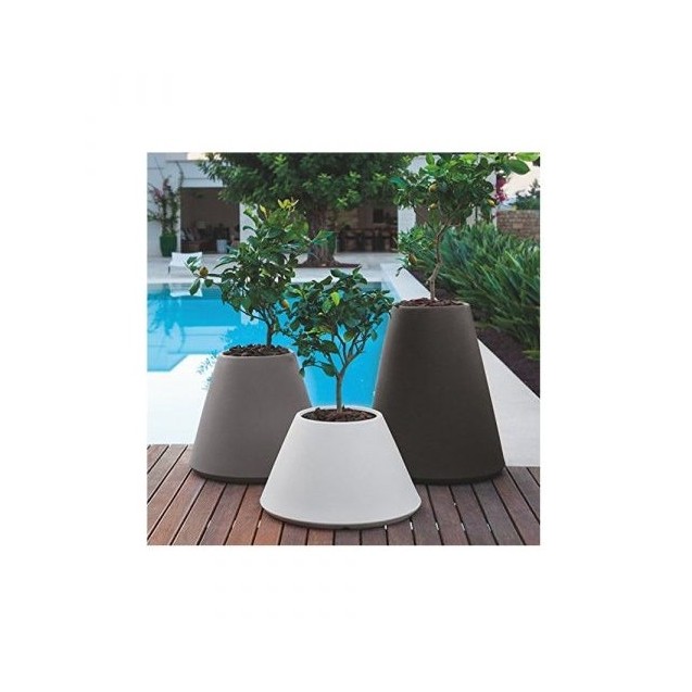 Γλάστρα πλαστική Vulcano rotational διαμέτρου 34/60cm, ύψος 70cm, χρώμα ανθρακί