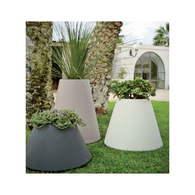 Γλάστρα πλαστική Vulcano rotational διαμέτρου 34/60cm, ύψος 70cm, χρώμα μπεζ tortora – Δημιουργεί αίσθηση πολυτέλειας χωρίς κόπο