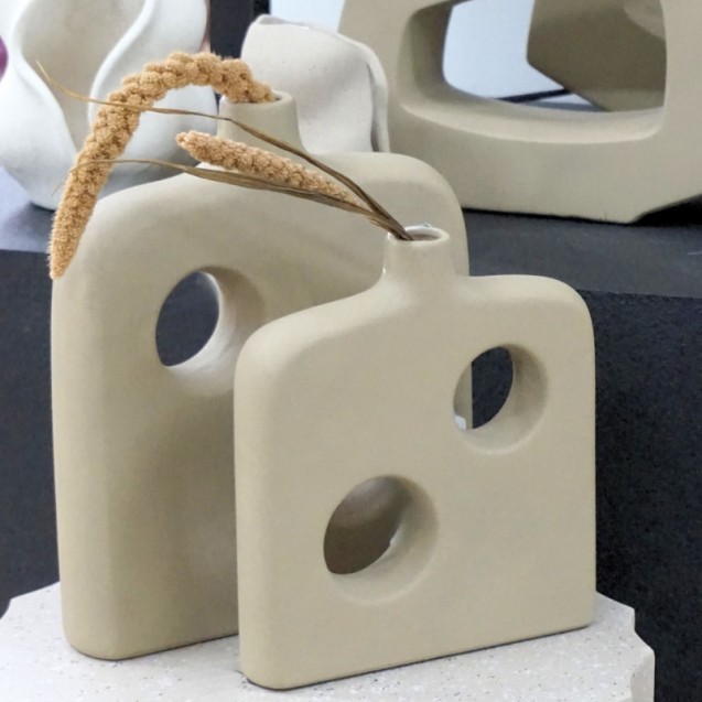 ΚΕΡΑΜΙΚΟ ΒΑΖΟ ΜΙΝΙΜΑΛ ΜΠΕΖ ΑΜΜΟΥ - 18.5x4x20.5cm 32/ΚΙΒ