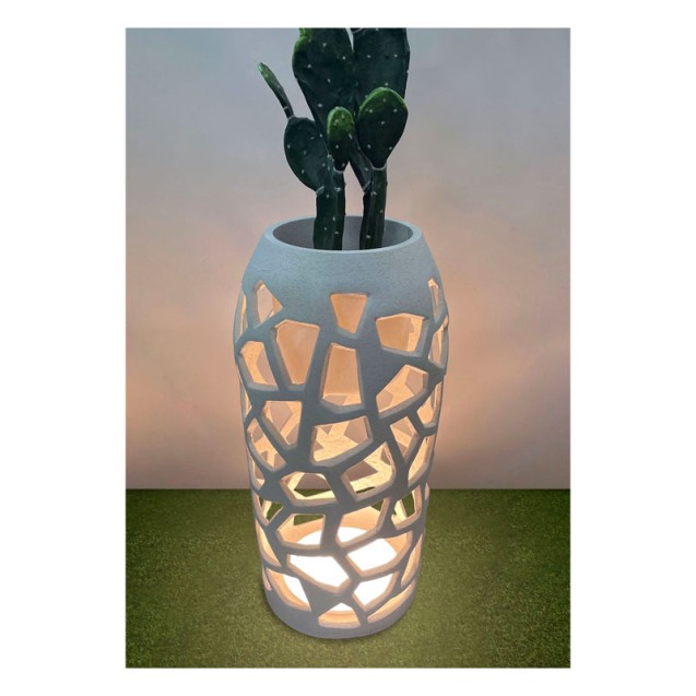 FIBERCLAY ΚΑΣΠΩ ΛΕΥΚΟ ΑΜΜΟΥ ΜΕ ΦΩΣ LED ΤΡΥΠΗΤΟ ΣΤΕΝΗ ΒΑΣΗ - Φ46x90cm 1/ΚΙΒ
