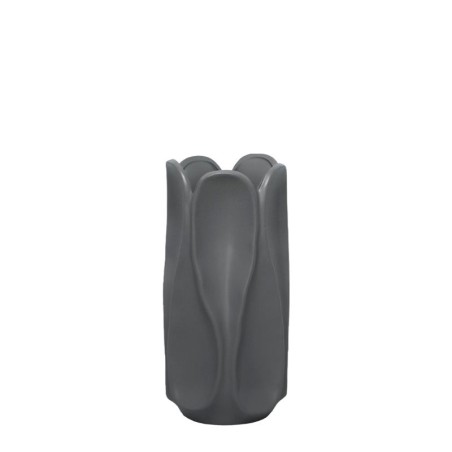 ΒΑΖΟ ΣΚΟΥΡΟ ΓΚΡΙ ΚΕΡΑΜΙΚΟ ΜΕ ΠΤΥΧΩΣΕΙΣ - 14.7x30cm 1/12ΚΙΒ