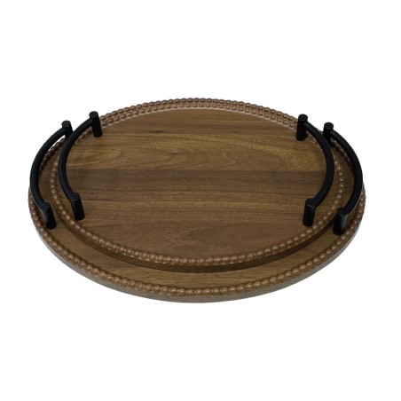 ΔΙΣΚΟI MDF SET/2 ΟΒΑΛ ΚΑΦΕ/ΜΑΥΡΟ ΜΕ ΜΕΤΑΛΛΙΚΑ ΧΕΡΟΥΛΙΑ - L:39.5x29.5, S:34x24cm 48/KIB