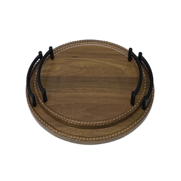ΔΙΣΚΟI MDF SET/2 ΣΤΡΟΓΓΥΛΟΣ ΚΑΦΕ/ΜΑΥΡΟ ΜΕ ΜΕΤΑΛΛΙΚΑ ΧΕΡΟΥΛΙΑ - L:Φ35, S:Φ30cm 12/KIB