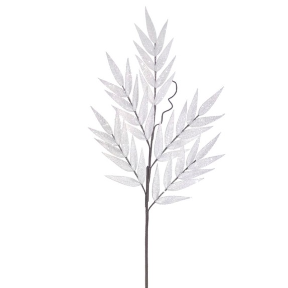 ΚΛΑΔΙ FOAM ΛΕΥΚΟ ΦΥΛΛΑ ΔΑΦΝΗΣ ΜΕ ΓΚΛΙΤΕΡ - Υ130cm 12/120ΚΙΒ