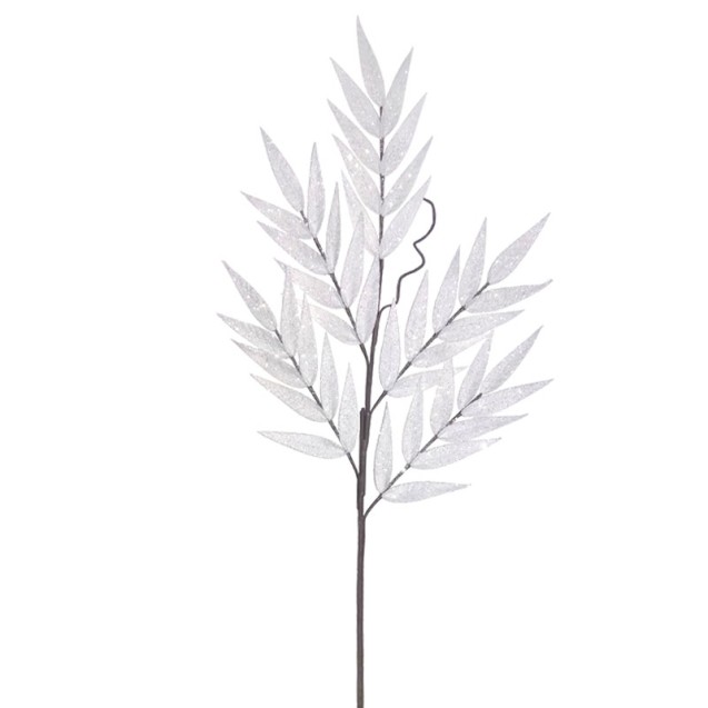 ΚΛΑΔΙ FOAM ΛΕΥΚΟ ΦΥΛΛΑ ΔΑΦΝΗΣ ΜΕ ΓΚΛΙΤΕΡ - Υ130cm 12/120ΚΙΒ