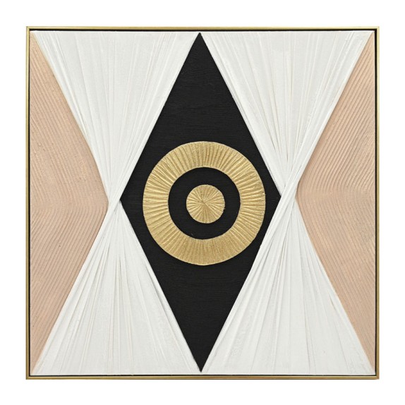 ΠΙΝΑΚΑΣ ΚΑΜΒΑΣ 3D MΕ ΚΟΡΝΙΖΑ ΛΕΥΚΟ/ΜΑΥΡΟ/ΧΡΥΣΟ/ΜΠΕΖ ΓΕΩΜΕΤΡΙΚΗ ΑΡΜΟΝΙΑ - 82x82x4.5cm 6/ΚΙΒ